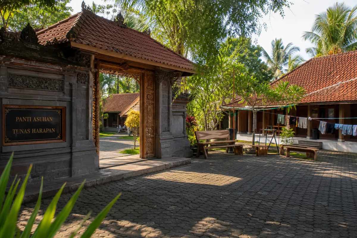 Balinese orphanage courtyard in Bali