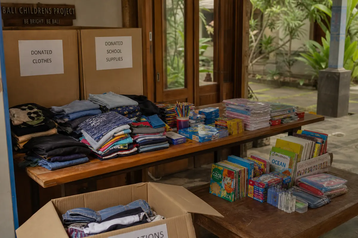 Donations prepared for children at a Bali orphanage